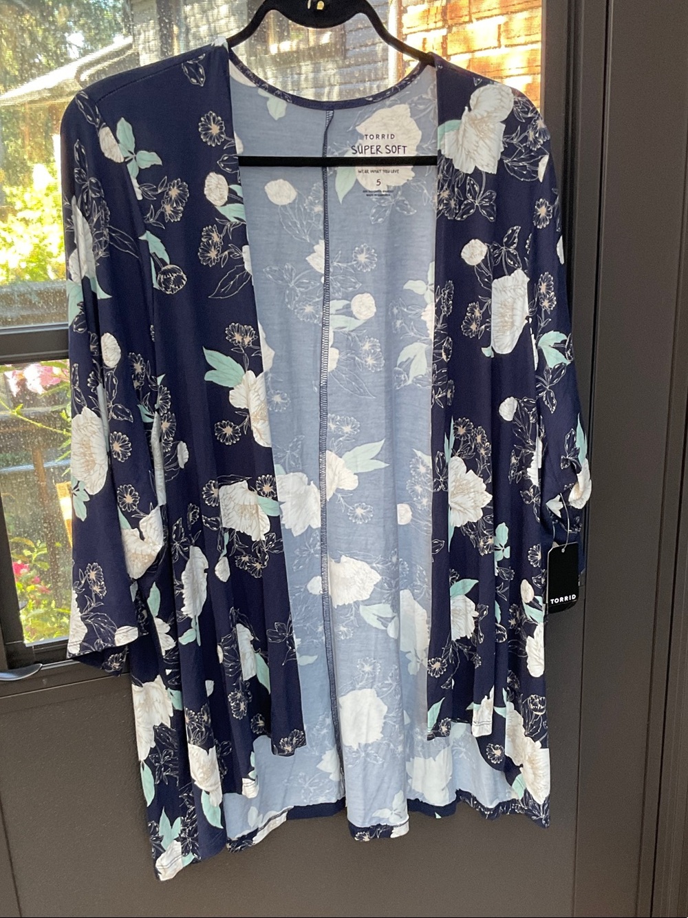 torrid Navy Floral Open-Front Drapey Cardigan